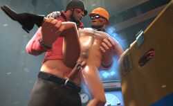 cum_in_pussy cuntboy cuntboy/male cuntboy_penetrated engineer_(team_fortress_2) intersex male nsfwdark penis public_sex pussy soldier_(team_fortress_2) spy_(team_fortress_2) team_fortress_2