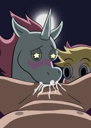 1boy 2girls aroused cum_in_mouth disney drake95 equine flying_princess_pony_head marco_diaz night partial_male star_butterfly star_vs_the_forces_of_evil unicorn