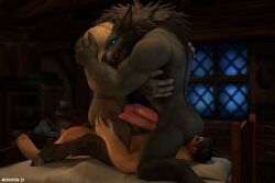 2022 3:2 3d_(artwork) 5_toes anal anal_sex animal_genitalia animal_penis anthro anthro_penetrated ass averyhyena balls bed big_balls big_butt big_penis blizzard_entertainment canid canine canine_genitalia canine_penis canis cowgirl_position digital_media_(artwork) dominant dominant_male erection facesitting feet from_front_position frottage furniture genitals glowing glowing_eyes group group_sex hi_res human human_on_anthro human_penetrating human_penetrating_anthro interspecies kneeling knot larger_male looking_pleasured male male/male male_on_anthro male_penetrated male_penetrating male_penetrating_male mammal nude on_bottom on_top oral penetration penis rimming sex sitting_on_another size_difference smaller_male source_filmmaker submissive submissive_male threesome toes trio warcraft were werecanid wolf worgen