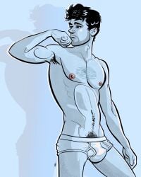 biceps bulge flexing hairy_chest male male_only muscles muscular muscular_male shirtless_male smooth_skin studsketch underwear underwear_only