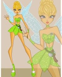 blonde_hair brown_hair cosplay disney fairy fairy_wings female jpeg peter_pan_(disney) pose rainbow_(animation_studio) stella_(winx_club) tinker_bell wings winx_club