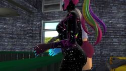 big_ass curvy fortnite galaxia_(fortnite) lexa_(fortnite) pink_hair ponytail short_hair shorts thick_thighs white_hair