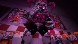 3d 3d_(artwork) animatronic baby_(fnafsl) canon_appearance circus_baby circus_baby_(fnaf) clown clussy female female_only five_nights_at_freddy's five_nights_at_freddy's:_sister_location glowing glowing_eyes heartsick_baby_(fnaf) lifting_skirt looking_down panties panties_aside pigtails pink_eyes plushie purple_hair pussy robot robot_girl sfm sister_location skirt source_filmmaker trishsfm twintails vaginal_penetration wings worried