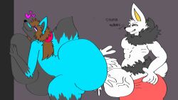 anal anal_sex anthro ass balls big_balls big_breasts big_butt big_penis breasts canid canine canis cinderace dahliathefox duo english_text female furry furry_only generation_8_pokemon genitals hi_res huge_balls huge_breasts huge_butt huge_cock hyper hyper_balls hyper_breasts hyper_butt hyper_genitalia hyper_penis insult male male/female mammal nintendo penetration penis pokemon pokemon_(species) profanity shaded simple_background simple_shading text wolf wolfy_(dahliathefox)