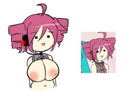 1girls accurate_art_style aquamarina breasts breasts_out chibi chubby doodle female_only large_breasts navel parody solo solo_female style_parody