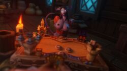 1girls 3d blizzard_entertainment blue_skin draenei flashing_breasts huge_breasts morilymory mory original_character presenting_breasts solo warcraft world_of_warcraft