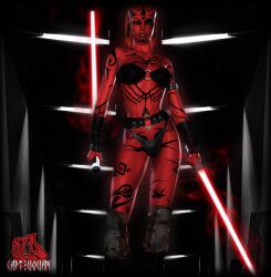 3d alien belt boots captvovan darth_talon female lightsabers red_skin sith star_wars star_wars:_legacy tagme tattoos tentacle_hair twi'lek weapons