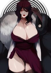 1girls bbw big_breasts black_hair black_legwear black_panties bra breasts cleavage dominant_female dress eyelashes eyeshadow female female_focus female_only fur_coat fur_jacket gloves glowing_eyes huge_breasts hypnosis hypnotizing_viewer jacket larger_female legwear lingerie lips lipstick milf older_female original panties pekpekoni pendulum red_eyes rule_63 solo solo_female solo_focus tall_female thick_thighs thighhighs thighs tomoko_(pekpekoni) vampire