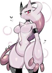 1girls anthro anthro_only anthrofied bare_shoulders blush breasts choker featureless_breasts featureless_crotch female female_only hips humanoid jewelry legendary_pokemon mammal mega_evolution mega_mewtwo mega_mewtwo_y mewtwo necklace nintendo no_nipples no_pussy piercing pokemon pokemon_(species) red_eyes simple_background solo solo_female thick thick_thighs thighs usa37107692 white_background white_body wide_hips