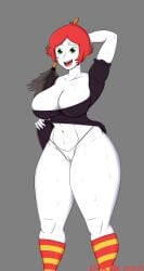 big_breasts curvy duster goth_girl red_hair ruby_gloom ruby_gloom_(franchise) striped_legwear sweat thick_thighs upskirt white_panties white_skin wide_hips