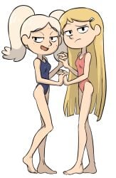 2girls barefoot breasts centinel303 female female_only hair hilda_(series) kelly_(hilda) marra netflix png standing swimsuit tana teenager