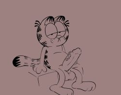 anthro balls big_balls big_penis domestic_cat felid feline felis garfield_(series) garfield_the_cat genitals hi_res huge_cock looking_at_viewer male mammal mazeuncovered mazie_(artist) penis solo