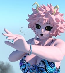 1girls 3d airplane bra bracelet giantess kamicamie mina_ashido mistake my_hero_academia panties pink_hair pink_skin realization shounen_jump smoke tagme train