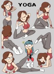 1girls accurate_art_style anus ass breasts brown_hair centinel303 collage feet female hilda_(hilda) hilda_(series) johanna_(hilda) legs legs_up male medium_breasts milf netflix official_style shirt socks stretching sweat tagme tana twig_(hilda) yoga yoga_pants