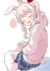 1other 2d akiyama_mizuki ambiguous_gender androgynous blush bunny_ears cum femboy genderswap girly girly_boy masturbation otoko_no_ko penis pink_hair project_sekai school_uniform solo trap