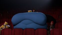 2girls belly breasts brown_hair fat female female_focus female_only femscout hips hyper hyper_breasts large_breasts larger_female movie movie_theater nipple_bulge obese obese_female popcorn popcorn_bucket red_hair smaller_female source_filmmaker stomach tammy_(tammythefatfemscout) tammythefatfemscout team_fortress_2 thick_thighs thighs valve wide_hips