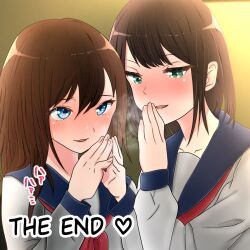 2girls english_text female female_only hard_translated hisano original school_uniform yuri