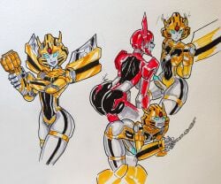 1girls bumblebee_(transformers) bumblebee_movie chained_up chains female femboy male male_focus robot robot_boy robot_femboy robot_girl robot_humanoid shatter_(transformers) sole_female sole_male transformers ventis2099_(artist)