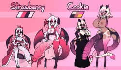 2futas animal_ears animal_genitalia areolae balls balls_bra big_breasts breasts clothed clothing dark-skinned_futa dark_skin dress duo female fully_clothed futa_only futanari gigantic_balls gigantic_penis gigantic_testicles half-erect head_wings horns huge_breasts humanoid intersex limebreaker monster_girl mostly_clothed nipples original_character penis reference_image ribbed_penis standing tagme testicles thick_thighs wide_hips