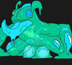 absorption_vore anthro duo erection generation_6_pokemon genitals glowing glowing_genitalia goo_creature greninja hypnosis likasomboody long_tongue male male/male mind_control nintendo pokemon pokemon_(species) slime tongue trait_theft transformation translucent vore