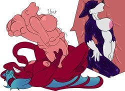 11:8 2025 absurd_res animal_genitalia animal_penis anthro areola balls big_breasts blue_hair breasts canid canine clenched_teeth closed_eyes cock_vore colored constellation_markings cosmic_fur digital_drawing_(artwork) digital_media_(artwork) dragon duo equine_genitalia equine_penis erection female female_prey fox fur genitals gloves_(marking) gynomorph hair hi_res horn intersex intersex/female lying mammal markings masturbating_pred masturbating_prey masturbation mythological_creature mythological_scalie mythology nipples nude on_back onomatopoeia open_mouth penile penis pink_penis pointed_tail prey_outline purple_body purple_fur red_body rhiala safe_vore scalie servo117 simple_background sound_effects star tail tanti teeth text vore white_body widescreen wings