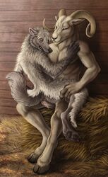 2011 anal anal_sex anthro anus canine cum cum_in_ass cum_inside fur furry furry_only gay hay horns male no_humans nude penetration penis ram rukis sex wolf