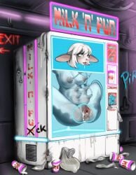 amputee animated anthro bodily_fluids bovid bovine breast_milking condom dehumanization disability dpc female filled_condom grimdark headless lactating life_support machine mammal milking_machine objectification permanent public_use science_fiction sexual_barrier_device solo teats trash udders vending_machine