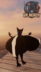 1girls 3d 3d_model angry angry_expression angry_face beach big_breasts bikini bikini_top black_body breasts dock female femele furry furry_female furry_only hyper hyper_breasts nipples_visible_through_clothing ocean protogen sling_bikini sunset vr vr_media vr_nerdy vrchat vrchat_avatar vrchat_media vrchat_model water watermark
