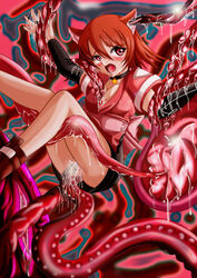 animal_ears blush cat_ears catgirl clothing double_penetration mao mao_(shining_tear) miniskirt ninja pussy_juice rape red_eyes red_hair shining_(series) shining_tear skirt tentacle tentacle_in_ear tentacle_under_clothes vaginal_penetration