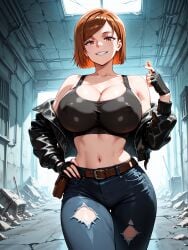 ai_generated alternate_ass_size alternate_body_type alternate_breast_size beautiful beauty breasts brown_eyes brown_hair clothed clothing destroyed_building destroyed_city dominant female female_focus female_only gigantic_ass gigantic_breasts house huge_ass huge_breasts hyper hyper_breasts hyper_butt jujutsu_kaisen kugisaki_nobara large_ass large_breasts mommy nagiotoai nobara_kugisaki open_eyes playful playful_smile short_hair solo solo_female solo_focus stretched_clothing tight_clothing voluptuous voluptuous_body voluptuous_female