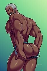 2026 ass bara dark-skinned_male dark_skin edd_layerex facial_hair grabbing_own_ass grinning_at_viewer jockstrap jockstrap_only looking_at_viewer male male_only muscular muscular_back muscular_male one_glove peony_(pokemon) pokemon pokemon_ss presenting_ass presenting_hindquarters solo solo_male