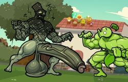balls balls_on_ground bodybuilder browncoat_zombie_(pvz) gay heavy_balls hyper hyper_balls hyper_cock hyper_genitalia hyper_penis hyper_testicles lanopoli male male_only muscles muscular muscular_arms muscular_male muscular_thighs peashooter_(pvz) penis plants_vs_zombies sagging_balls testicles zombie_(pvz)