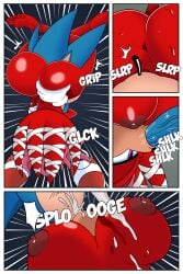 69_position absurd_res anthro anus archie_comics ass barbell_piercing big_breasts big_butt bodily_fluids breasts butt_grab comic cum cum_in_mouth cum_inside cunnilingus duo echidna ejaculation eulipotyphlan fellatio female genital_fluids genitals hand_on_butt hedgehog hi_res lien-da male male/female mammal mobian_monster monotreme nipple_piercing nipples oral penile piercing sega sex sonic_(series) sonic_the_hedgehog sonic_the_hedgehog_(archie) sonic_the_hedgehog_(comics) sonic_the_hedgehog_(series) sound_effects standing standing_69_position standing_sex thick_thighs vaginal_penetration vulva