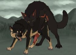 2026 amber_eyes animal_genitalia animal_penis beau_(williamca) black_body black_fur canid canine canine_genitalia canine_penis canis digital_media_(artwork) domestic_dog duo ear_piercing eye_patch eyewear feral feral_on_feral feral_penetrated feral_penetrating feral_penetrating_feral fur genital_piercing genitals german_shepherd green_body green_fur grey_body grey_fur herding_dog hi_res kael_(beleynn) knot ladder_piercing looking_pleasured male male/male male_penetrated male_penetrating male_penetrating_male mammal noxuslight_arts orange_body orange_fur outside pastoral_dog penetration penis penis_piercing piercing sex tail tan_body tan_fur tongue tongue_out wolf