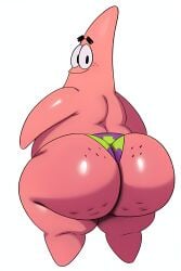 1boy ai_generated anthro ass big_ass big_ass_(male) bikini bikini_bottom clothing dumptruck_ass echinoderm enormous_ass fat fat_ass fat_male full_body green_bikini green_bikini_bottom huge_ass large_ass looking_at_viewer looking_back looking_back_at_viewer male male_only marine mature mature_anthro mature_male mostly_nude mostly_nude_anthro mostly_nude_male nickelodeon obese obese_male overweight overweight_male patrick_star pink_body smile solo solo_focus solo_male spongebob_squarepants starfish thick_ass white_background xxieshenda