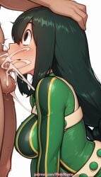 1boy 1girl 2026 ai_generated artist_name asui_tsuyu black_eyes blowjob blowjob_face blush bodysuit boku_no_hero_academia boobs breasts bust chest clothed_female_nude_male cock cum cum_in_mouth deepthroat dick fellatio hair_rings hetero hi_res high_quality highres licking long_hair low-tied_long_hair my_hero_academia nude oral oral_sex overflow patreon patreon_username penis pinkname solo_focus sucking testicles tits tsuyu_asui uncensored watermark