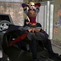 3d batman batman:_arkham_asylum batman:_arkham_city batman_(series) darksdante dc dc_comics female harley_quinn harley_quinn_(arkham) harley_quinn_(arkham_city) human male straight tagme