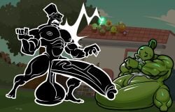 balls bodybuilder browncoat_zombie_(pvz) cum cum_inflated_belly gay hyper hyper_balls hyper_cock hyper_genitalia hyper_penis hyper_testicles lanopoli male male_only muscles muscular muscular_arms muscular_male muscular_thighs peashooter_(pvz) penis plants_vs_zombies struck_by_lightning testicles zombie zombie_(pvz)