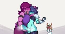 1boy 1other 2022 2girls after_kiss ambiguous_gender anthro antlers armor bangs_over_eyes big_breasts big_penis blonde_hair blue_hair blue_skin blush breast_press breasts brown_fur caught caught_in_the_act claws cuckelle cuckold cuckquean cum cum_drip cum_dripping cum_on_penis deer deltarune english_text erection female femboy femdom gentle_femdom hand_on_another's_head hand_on_head handjob hands_behind_head huge_breasts human hung_femboy intimate kissing kris_(deltarune) large_penis larger_female male male_human/female_anthro muscular muscular_male noelle_holiday pants_pull patreon_username penis penis_grab pent_up polygonheart precum purple_hair purple_skin reindeer reindeer_antlers saliva saliva_string scalie sharp_teeth shirt_up shoulder_pads size_difference smaller_male spiked_bracelet standing straight susie_(deltarune) tail tears text text_bubble textless textless_version thepolygonheart tongue tongue_out unknown_gender white_background white_robe