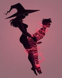 1boy 1futa ai_generated anal bondage breasts erection feet femdom floating forced futadom futanari magic malesub nipples nude penis plain_background rape sex silhouette submissive_male toes waist_grab witch witch_hat
