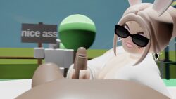 3d 3d_animation animated background_character blonde_hair breasts bunny_ears cleavage clothing crossroads_(roblox) dummy_(roblox) earrings handjob heart_earrings laying_on_ground laying_on_side looking_at_viewer nude penis pink_eyes pov pov_eye_contact qos_tattoo roblox robloxian rothot_(vepho3dx) satire self_upload shorter_than_30_seconds silverhare_(vepho3dx) sound sunglasses tagme thick_thighs typhyss video