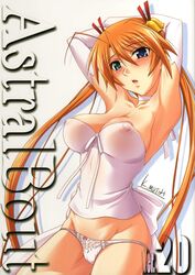 blush breasts clothing erect_nipples erect_nipples_under_clothes hair kagurazaka_asuna large_breasts mahou_sensei_negima mahou_sensei_negima! medium_breasts mutou_keiji nipples orange_hair panties see-through see-through_clothing underwear