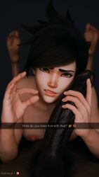 1boy 1boy1girl 1girls 3d aleuncut big_feet breasts brown_hair cuckolding dark-skinned_male dark_background dark_skin feet freckles green_eyes interracial large_penis light-skinned_female light_skin netorare nipples ntr overwatch penis_on_face pubic_hair small_penis_gesture small_penis_humiliation snapchat soles tease teasing teasing_cuck teasing_cuck_with_phone teasing_cuck_with_snap text toes tracer veiny_penis watermark