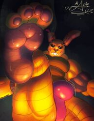 anthro ass bodily_fluids bulge clothing feet first_person_view five_nights_at_freddy's five_nights_at_freddy's_3 foot_fetish foot_focus kadedrawz lagomorph leporid male male/male mammal muscular musk musk_cloud musky_feet pawpads rabbit scottgames solo springtrap_(fnaf) stomping stomping_viewer sweat sweaty_butt sweaty_feet thong underwear