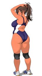 1girls ass athletic athletic_female big_ass big_breasts brown_hair brunette curvaceous curvy curvy_female curvy_figure fit fit_female from_behind hi_res high_resolution highres knee_pads kneepads muscular muscular_female one-piece_swimsuit tomboy torinotataki voluptuous voluptuous_female wrestler