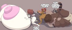 absurd_res anthro areola balls bear big_areola big_balls big_breasts big_butt big_nipples big_penis black_hair bodily_fluids braces breasts brown_areola brown_nipples butt canid canine cum ear_piercing ellipsis english_text erection female genital_fluids genitals green_eyes group gynomorph hair hi_res huge_areola huge_balls huge_breasts huge_butt huge_hips huge_nipples huge_penis huge_thighs hyper hyper_areola hyper_balls hyper_breasts hyper_butt hyper_genitalia hyper_hips hyper_nipples hyper_penis hyper_thighs intersex intersex/female joeblaydesign lagomorph leporid mammal multicolored_body multicolored_hair nipple_piercing nipples nude obese obese_anthro obese_gynomorph obese_intersex open_mouth overweight overweight_anthro overweight_gynomorph overweight_intersex penis piercing pink_areola pink_nipples question_mark rabbit raccoon_dog red_hair sitting_on_penis speech_bubble tan_body tanuki text thick_thighs trio two_tone_body two_tone_hair white_body wide_hips