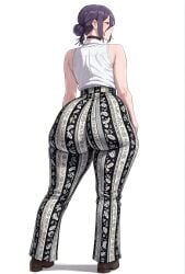 1female 1girls ai_generated ass ass_focus back_view big_ass big_ass_(female) big_breasts breasts bubble_butt chainsaw_man choker dumptruck_ass enormous_ass fat_ass female female_only flare_pants forbidden_pants gargantuan_ass gigantic_ass ginormous_ass goonable green_eyes hairbun huge_ass humongous_ass hyper hyper_ass mature mature_body mature_figure mature_woman milf mommy mrnails natural_ass perfect_ass perfect_body perfection purple_hair rare reze_(chainsaw_man) round_ass solo solo_female thick thick_ass thick_thighs thighs voluptuous voluptuous_female white_background white_shirt wide_hips