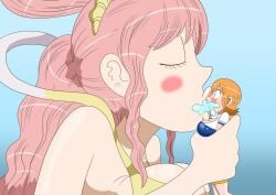 female female_only forced_kiss forced_yuri giant_female giantess gongo_gongo gongox2 mermaid nami nami_(one_piece) one_piece pre-timeskip shirahoshi size_difference spit surprise_kiss wet_kiss yuri