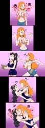 2girls body_control disease female female_only forced_kiss forced_partners forced_yuri gongo_gongo gongox2 hypnosis long_hair nami nami_(one_piece) nico_robin one_piece post-timeskip surprise_kiss yuri