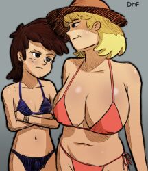 2girls big_breasts bikini blonde_hair brown_hair daughter dmf_nsfw female female_focus female_only light-skinned_female light_skin luna_loud mature mature_female meme milf mother mother_and_daughter mother_daughter_boob_envy_(meme) multiple_girls nickelodeon rita_loud small_breasts the_loud_house thick_thighs